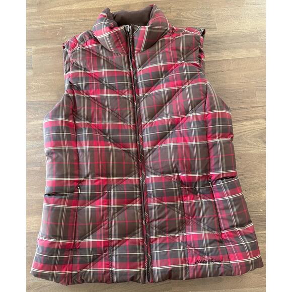 Eddie Bauer Premium Goose Down Puffer Vest Women's M Heritage Plaid Tartan - Picture 1 of 4
